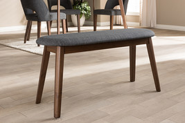 Leanora Dark Gray Fabric Upholstered Walnut Bench - $1,723.44 MXN