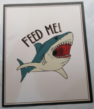 Single Shark &quot;FEED ME!&quot; 2-Pocket Paper Folder for 8.5″ by 11″ by Top Flight - £2.36 GBP