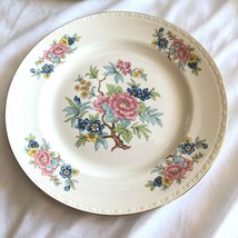 4 Homer Laughlin Eggshell Georgian Dinner Plate 9.75&quot; Vtg Flowers Pink Vine - £45.29 GBP