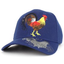 Trendy Apparel Shop Rooster Cock Fight Embroidered Structured Baseball Cap - Nav - £13.58 GBP