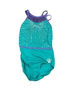 Sylvia P Aly XS Adult Teal &amp; Purple Strappy Back Gymnastics Leotard With... - $57.60