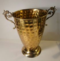 Hammered Brass or Copper Bucket with Handles from India image 2