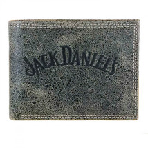 Jack Daniel&#39;s Charcoal Leather Billfold Wallet Black - $44.98