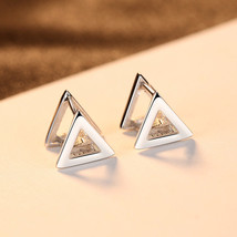 Three-Dimensional Earrings S925 Silver Ear Clip Simple Triangle Design Sense - £14.12 GBP