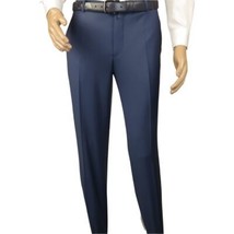 Men's MONO Turkey Slacks 100% Wool Plain Front Regular Fit 2501-24 Mid Blue image 2