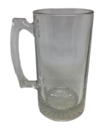 Heavy Glass Tall Mug Handle Starburst Bottom Anchor Hocking Clear 7&quot; Bee... - £15.46 GBP