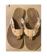 Sperry Women&#39;s Leather Flip Flops Size 8M Made in Vietnam Brown Beige Ca... - £12.81 GBP