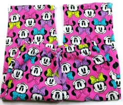 Disney Girl&#39;s Minnie Mouse Pajama Pants Medium Pink Stretch Drawstring - £11.65 GBP
