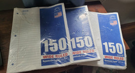 Lot Of 3 150 Sheets Of Notebook Paper Norcom  Wide Ruled School Supplies - £7.98 GBP