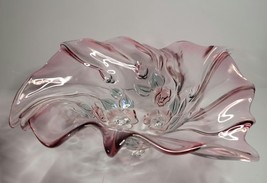 Mikasa Bella Rosa Pink Glass Crystal 13&quot; Handkerchief Bowl - $69.00