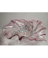 Mikasa Bella Rosa Pink Glass Crystal 13&quot; Handkerchief Bowl - $69.00