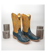 Corral A4381 Navy Blue Yellow Leather Embroidered Square Toe Boots Mens ... - €170,45 EUR