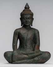 Antik Khmer stil Südostasien sitzender Holz Enlightenment Buddha Statue - £118.94 GBP