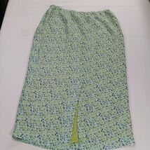 Elastic Waist RN#67473 Women's Green Floral Rear Zipper & Slit Skirt 18W (36×36) image 2
