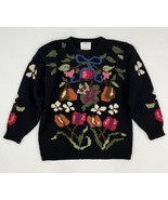 Vintage 80s Susan Bristol Women&#39;s 36 Wool Sweater Cottagecore Flower Flo... - £47.48 GBP