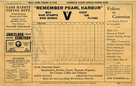 1942 Remember Pearl Harbor Baseball Wilder &amp; Wilder Vintage 7.25x11.25 Score Car - £481.38 GBP