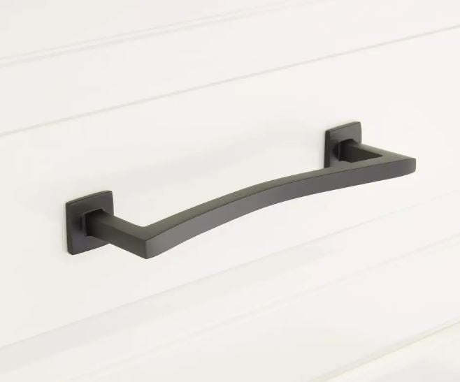 Primary image for New 6" Black Powder Coat Arvo Solid Brass Contemporary Cabinet Pull by Signature