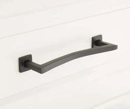New 6&quot; Black Powder Coat Arvo Solid Brass Contemporary Cabinet Pull by Signature - £12.54 GBP