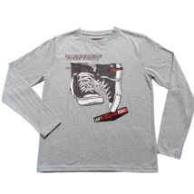 Seven Souls Boy&#39;s Long Sleeve T Shirt Sz 14/16 Gray Graphic Print Front NEW - $17.82