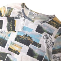 Rue21 Sheer Mesh Graphic Top XL Scenic City Nature Floral Y2K Aesthetic ... - $15.93