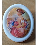 Vintage Liberty style resin brooch with Art Decò miniature woman portrait - $11.50