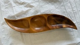 Vintage 15 ¾” Leilani monkey-pod wood divided dish - $15.79