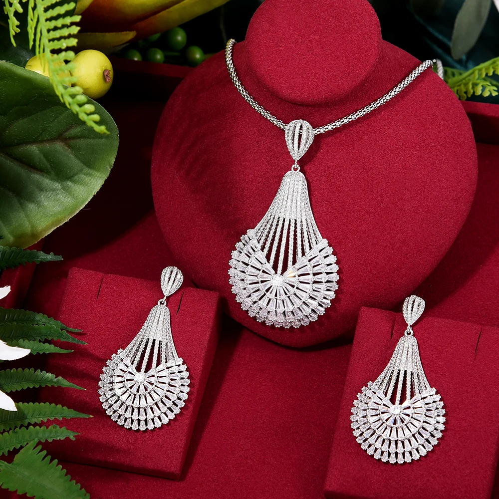 New Design Luxury Dubai 2PCS Big Shiny Round Pendant Earring Necklace Jewelry Se - $95.26