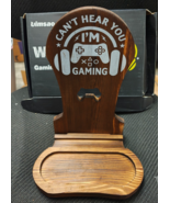 Headphones/ Phone Wood Stand I Cant Hear You I Am Gaming Desk Decor - $12.34