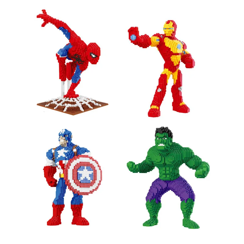 Marvel Micro Building Block Spiderman Iron Man Hulk Super Heroes Assembled Model - £23.96 GBP+
