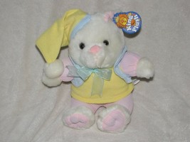 King Plush 2002 Stuffed Plush White Teddy Bear Pink Yellow Blue Ribbon T... - $78.70