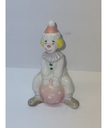 Retro Clown Figure Porcelain Small Sitting Blonde Pink Ball Polka Dot Nu... - £11.10 GBP