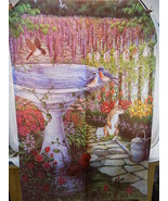GARDEN YARD FLAG BANNER Tulips Bird Bath Rabit Motif 40 x 13.5&quot; - $9.48 CAD
