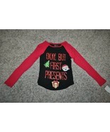 Girls Shirt Christmas Freeze Black Red OK But Presents First Long Sleeve... - $13.86