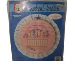 VTG Colortex Kit Chicken Scratch Flower Basket, Gingham Fabric, 5968 10.5&quot; - $11.64