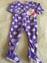 Carters Girls Purple Polka Dots White Polar Bear Fleece Long Sleeve Pajamas 2T - $5.88