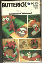 Butterick 4012 American Christmas Vintage Sewing Pattern Uncut Stocking, Skirt - $7.57