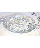 Vintage Clear Glass Oval Divided Dish - 2 Section  Relish Nuts  Candy ci... - £20.10 GBP