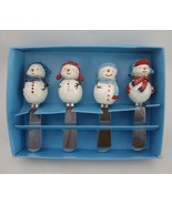 Snowman Spreader Knife Set of 4 Winter Holiday St Nicholas Square Let It... - $10.78