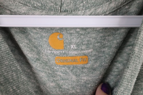 Vtg Carhartt Mens XL Faded Spell Out Heavyweight Pocket T-Shirt Heather Green Item image 6