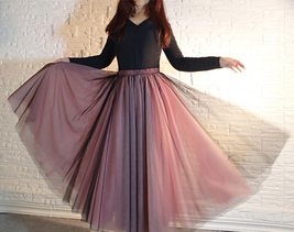 Black Yellow A-line Long Tulle Skirt Outfit Women Plus Size Fluffy Tulle Skirt image 7
