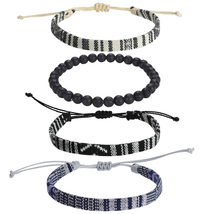 4Pcs Beach Bracelet Set for Men and Women, Surfer Men Bracelet, Braided Boho Sum - $10.39