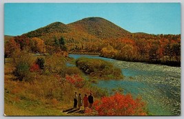 Vintage Deerfield river Western Massachusetts Postcard fall autumn people - £1.57 GBP