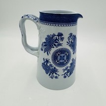 Spode Copeland Fitzhugh Blue Pitcher Milk Jug England Fine Stone 6 1/2in - $49.50