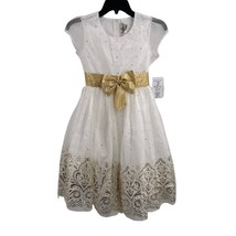 Rare Editions White Dress Gold Accents Size 10 New - £37.77 GBP