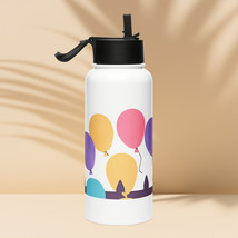 New Stainless steel Water Bottle with Straw and Lid 32oz Balloons Double-walled - £16.02 GBP