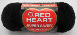 Red Heart Super Saver Worsted Medium Acrylic Yarn - 1 Large Skein - Black #0312 - £6.73 GBP