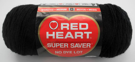 Red Heart Super Saver Worsted Medium Acrylic Yarn - 1 Large Skein - Black #0312 - £6.83 GBP