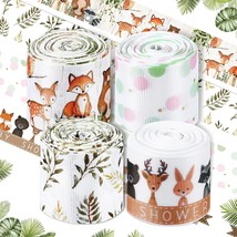 4 Rolls Of 20 Yards Woodland Animal Theme Ribbon 1.5 Inch Wide Forest Rib Wired  - £21.86 GBP