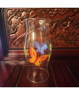 Hand Painted Glass Hurricane Candle Holder with Butterflies &amp; Flowers 11&quot; H - $570.20 MXN