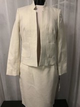 Calvin Klein Fully Lined Ivory Metallic Womens Skirt Suit Size 10P NWT - £97.84 GBP